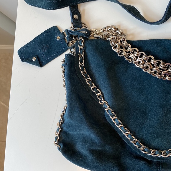 Dark blue suede Zara crossbody bag - Picture 2 of 9